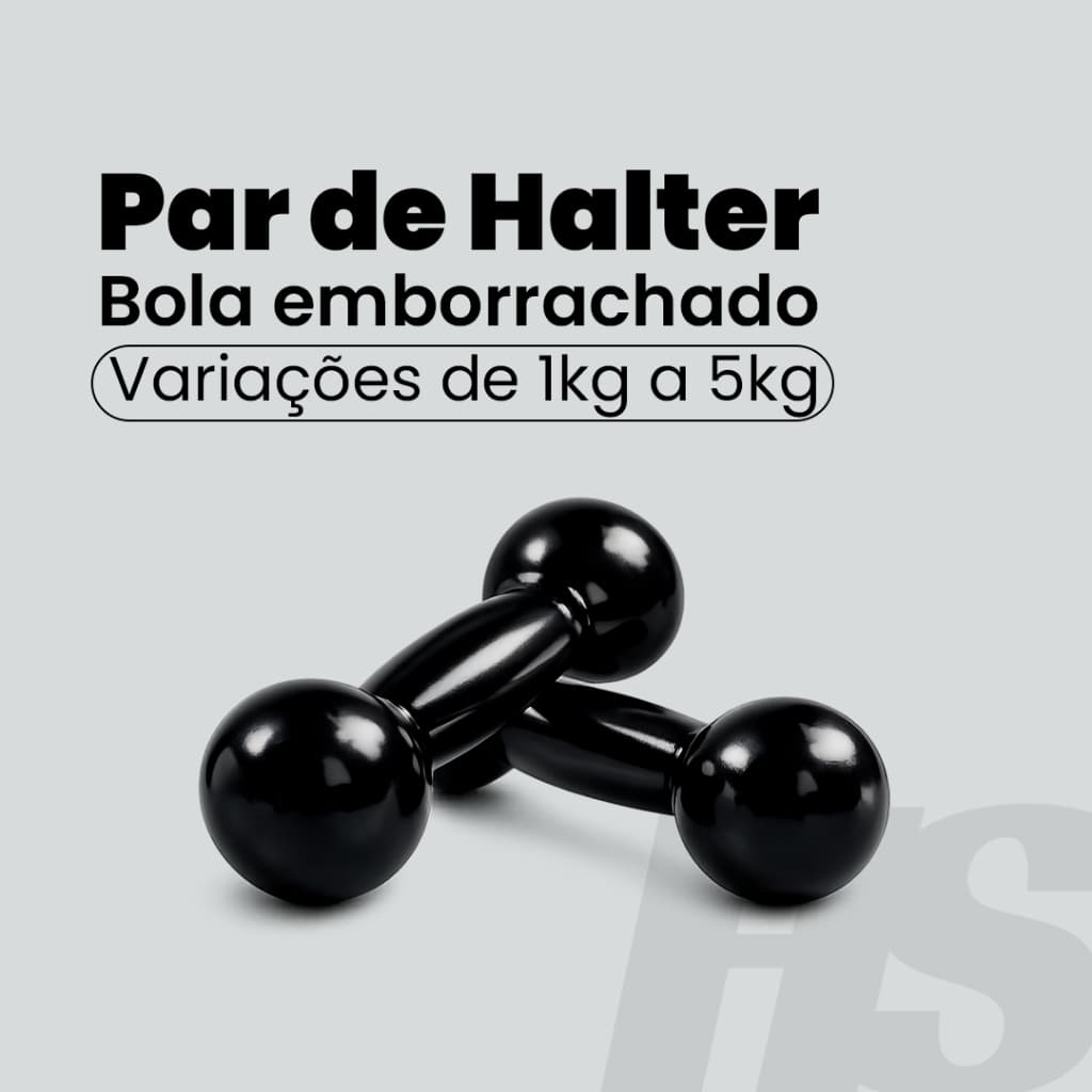 Par Halter Emborrachado 1kg a 5kg | Peso de Academia Musculação Halteres Fisioterapia Treino Em Casa