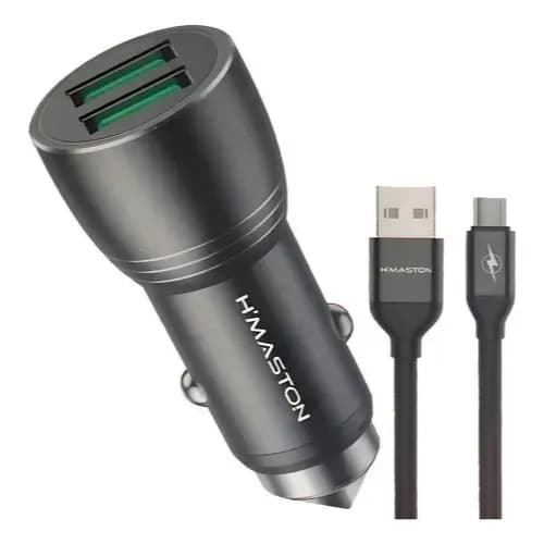 Carregador Veicular Rápido H'maston L04-3 Turbo 4.8A com Cabo Tipo-C