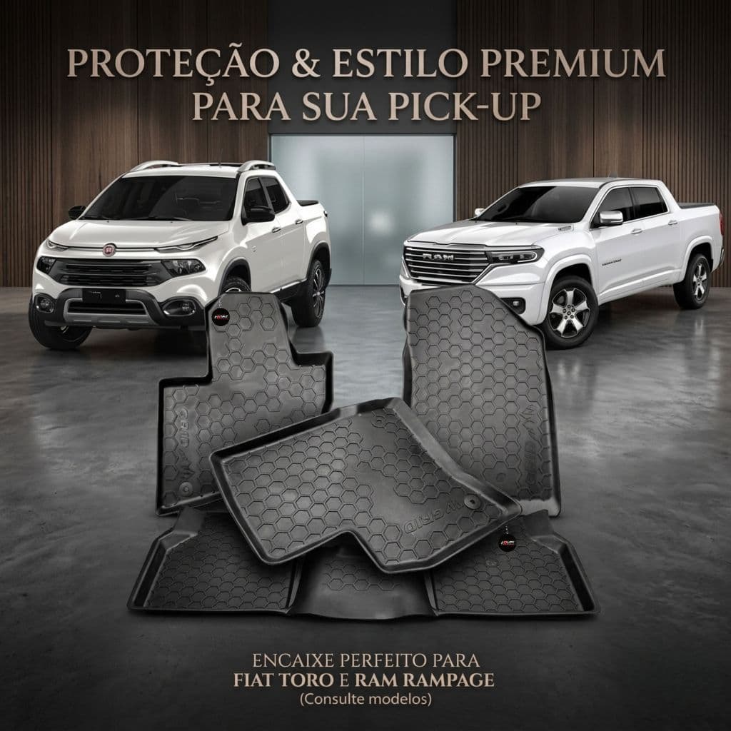 GRID Acessórios - Tapete De Carro Tapete Automotivo Tipo Bandeja Linha JEEP RAM Rígido Impermeável