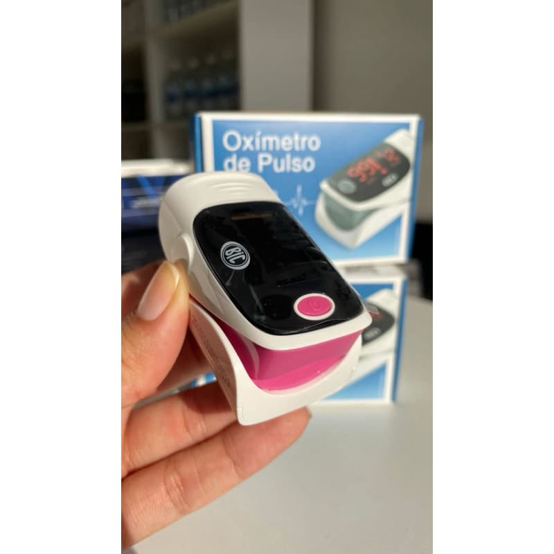 Oxímetro de Dedo Portátil Bic Rosa e Cinza - Compacto e de Fácil Operação