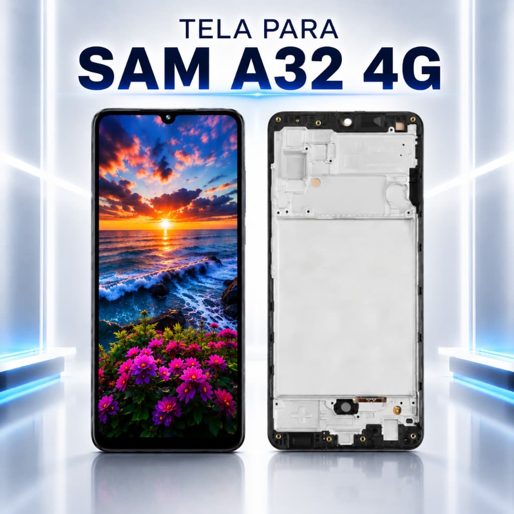 Tela para Samsung A32 4G COM ARO - Display + Touch + Frame Preto - Encaixe Perfeito e Fácil Instalação