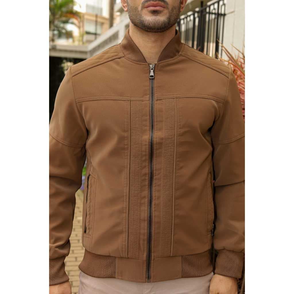 Jaqueta de Nobuke Masculina PU Forrada com Pelo de Alta Qualidade Normal e Plus size