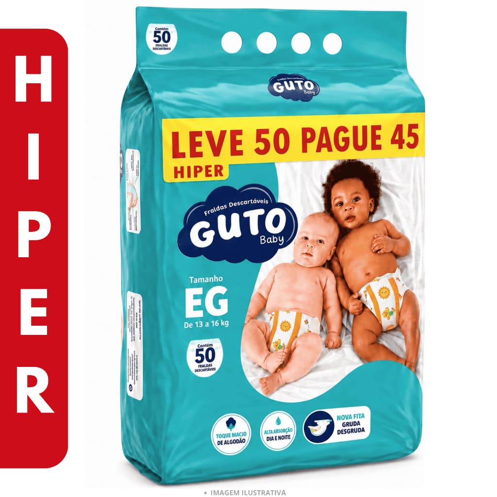 Fralda Guto Baby Hiper EG 50 unidades