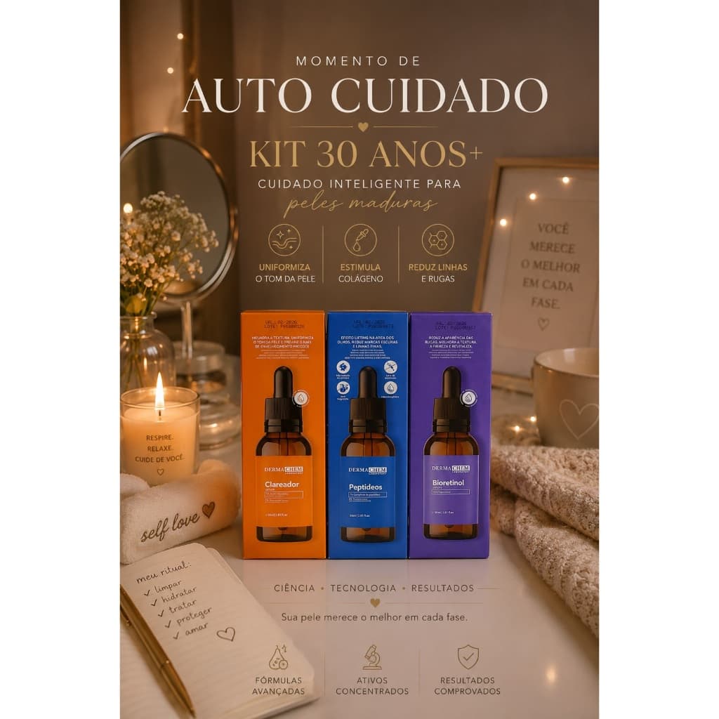 KIT SÉRUM FACIAL PARA SKINCARE ANTI-IDADE 30ANOS+