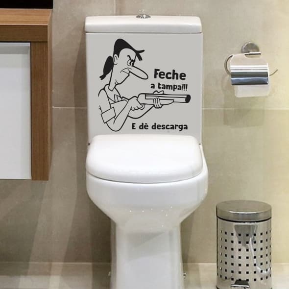 Adesivo Decorativo para Tampa de Vaso Sanitário – Personagem Divertida Feche a Tampa