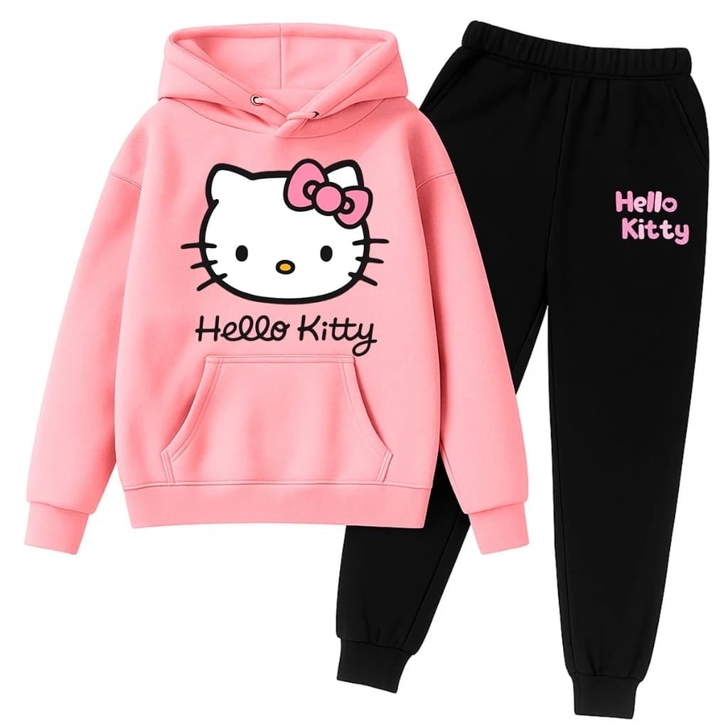 Conjunto Moletom Infantil Canguru Com Capuz Inverno Menina Feminino Quentinho