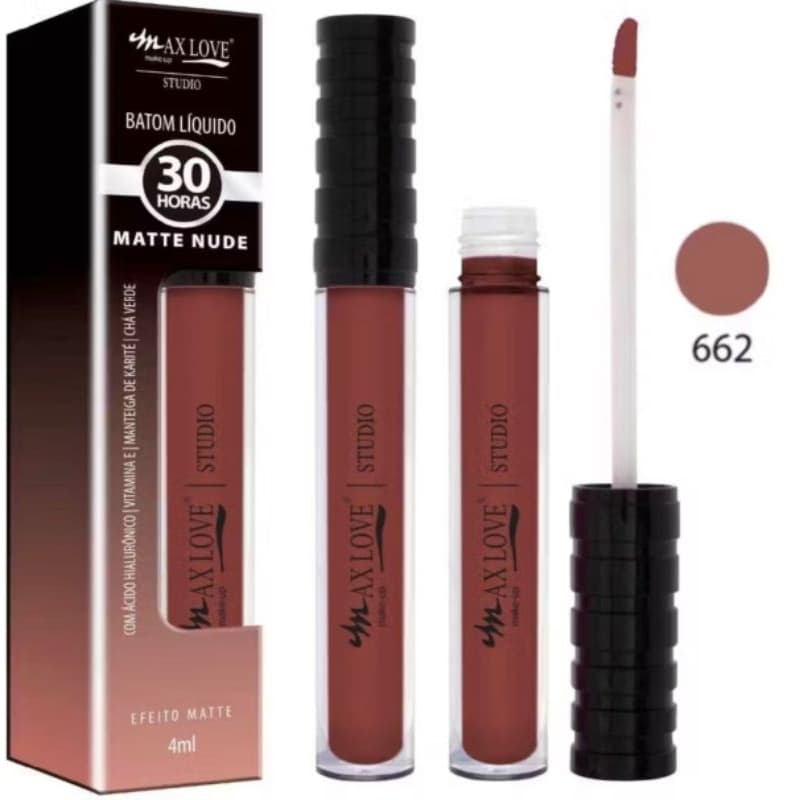Batom Líquido Matte Max Love 30h Alta Pigmentação Secagem Rápida Longa Duração Original 662 a 667