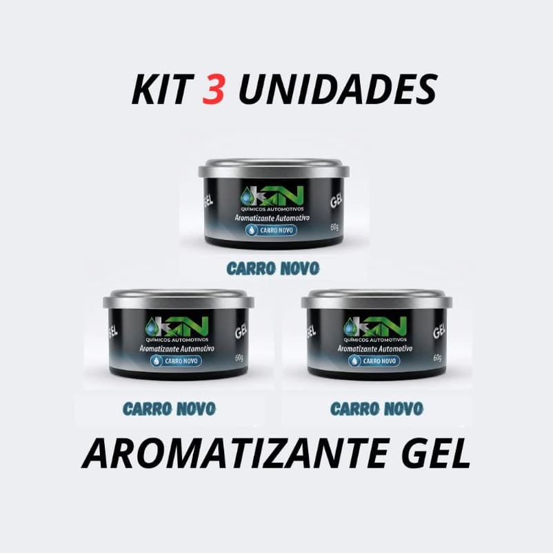 KIT 3 Aromatizante Automotivo em gel 60g cada Perfume KN Cheirinho Carro Novo e Lavanda Para Carro