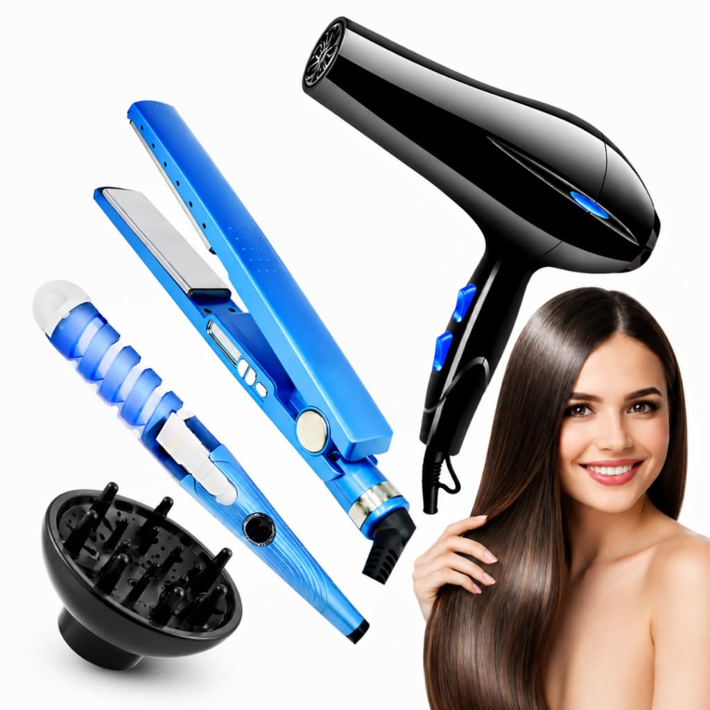 Kit Prancha Chapinha Nano Titanium Profissional  + Secador Profissional + Modelador de Cachos Spiral + Difusor