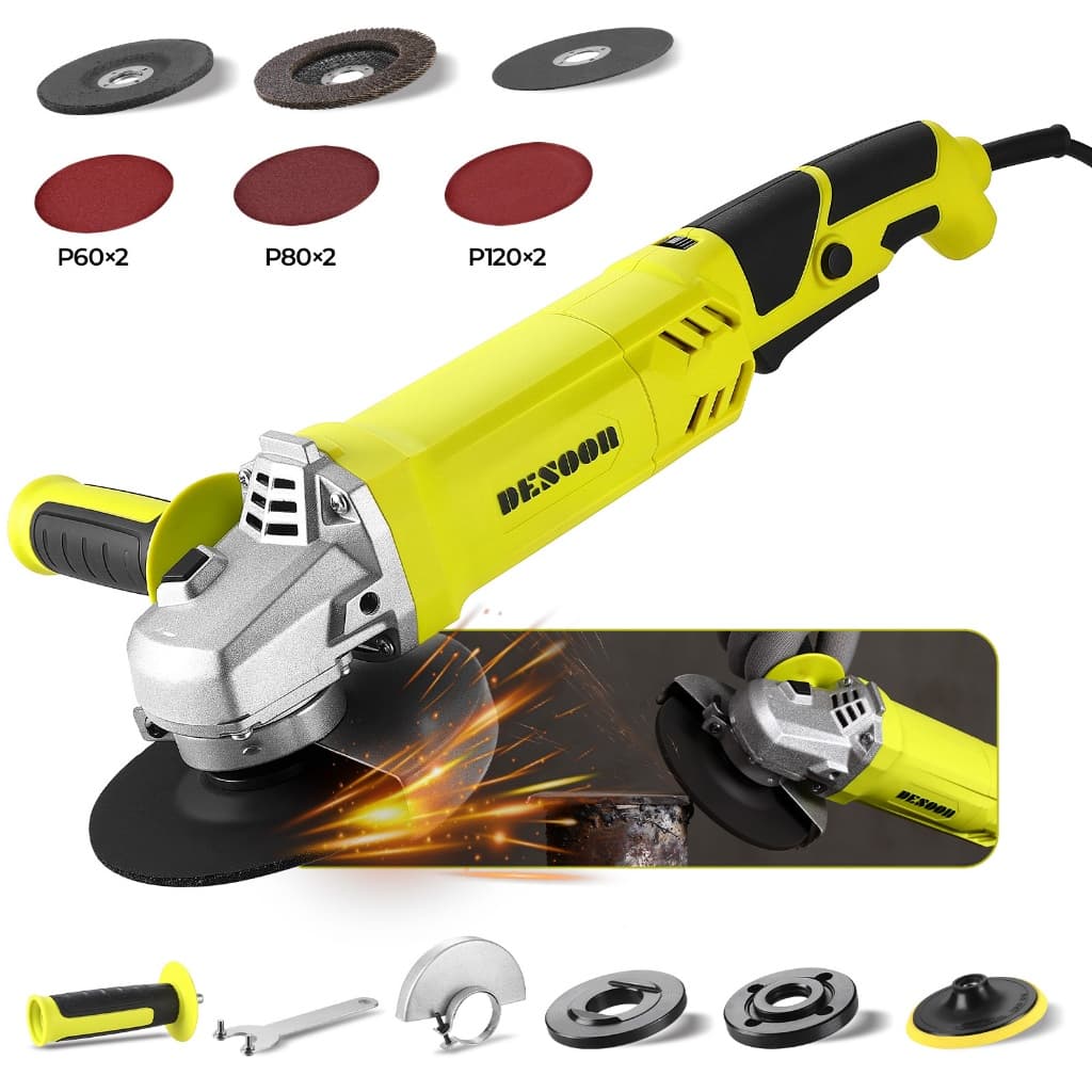 Esmerilhadeira Angular 1200W Profissional com Controle de Velocidade protetores de segurança Ferramenta Desoon