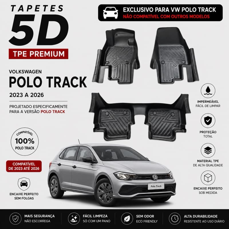 Tapete Bandeja Automotivo TPE 5D Sob Medida POLO TRACK – Resistente, Lavável e Antiderrapante ?✨