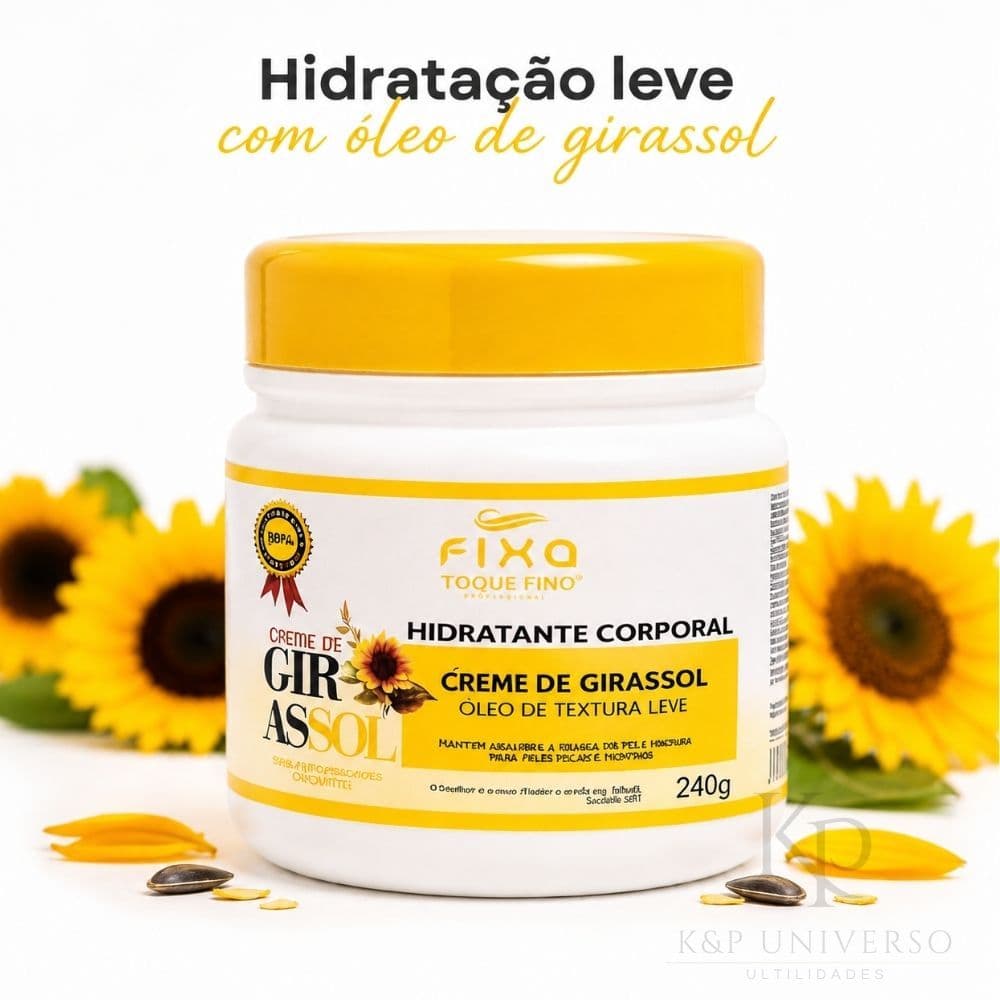 Creme Hidratante Corporal Óleo de Girassol Vitamina E Para Pele Seca Ressecada Áspera Rapida Absorção 240ml