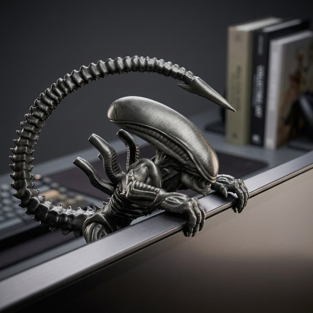 Alien para Monitor – Estátua Alienígena Metamorfo Sci-Fi Decorativa para Setup Gamer