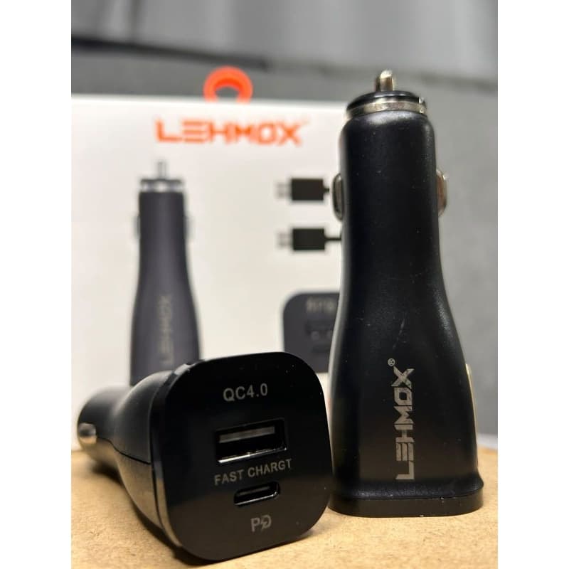 Kit Carregador de Celular Veicular USB+ Type-C PD com Cabo de 1 Metro LEHMOX