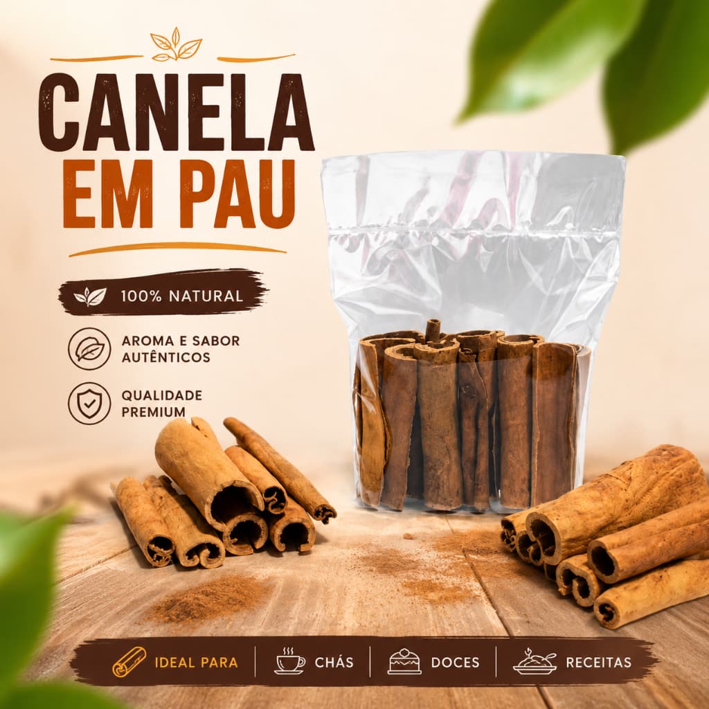 Canela em Pau Natural | Perfeita para Chás, Sobremesas e Temperos 50g | 100g