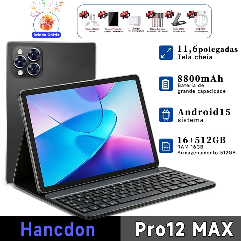 【Free Keyboard and mouse】Galaxy Tablet Pro12 MAX 11.6" FHD+ 5G Android 15 | 12GB RAM + 512GB | Bateria 8800mAh |5G WIFI