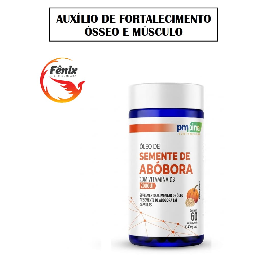 Óleo de Semente de Abóbora com Vitamina D3 2000UI 60 Cáps - Suplemento para Imunidade e Saúde Óssea