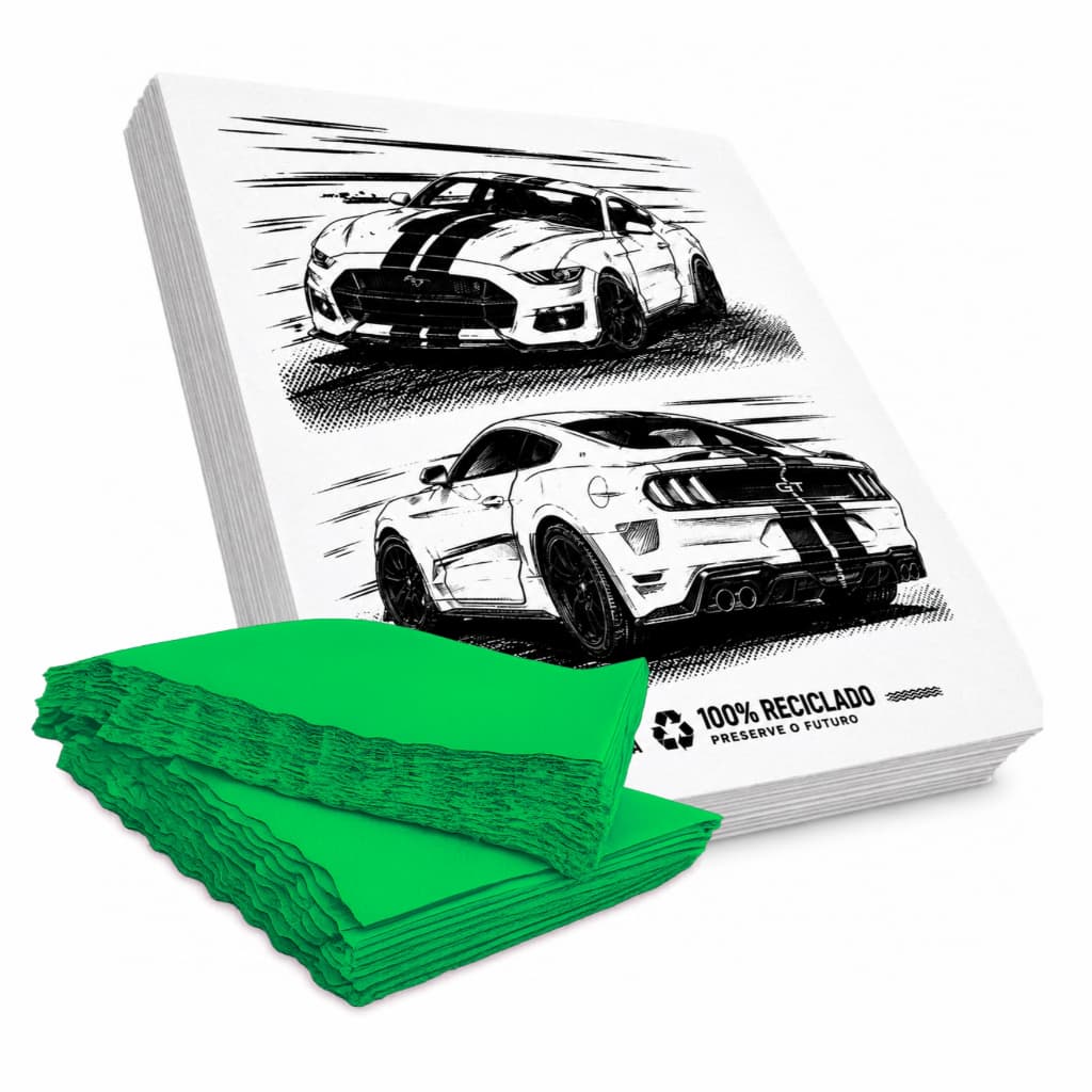 Kit 4kg Papel Mustang + 100 Lixocar Verde Liso Para Automotivo lava rapido