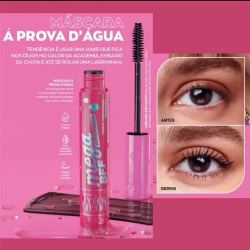 Rímel Máscara Cílios Volume Perfeito Á Prova d'água 7ml Avon Validade 05/29 Vegano.