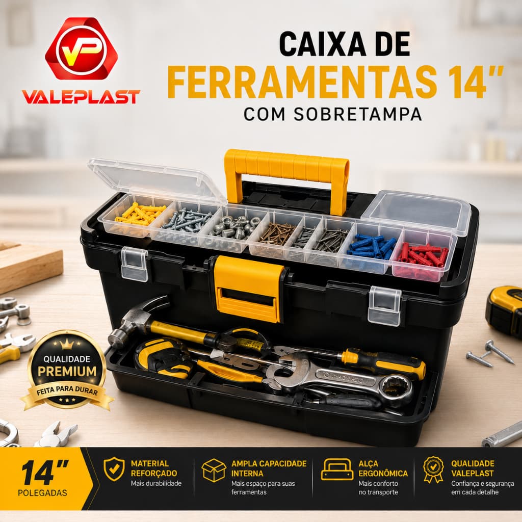 Caixa de Ferramenta 14 Polegadas com Sobretampa