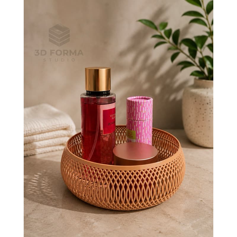 Cesto Organizador Redondo Decorativo | Porta Perfumes, Cosméticos e Maquiagem | Organizador para Banheiro|