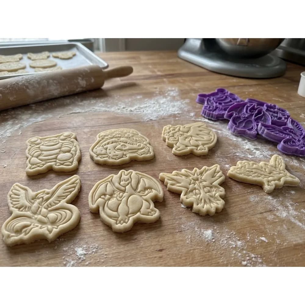 Kit com 7 Cortadores Pokemon | Biscoitos | Cookies | Pasta Americana | Massinha de Modelar