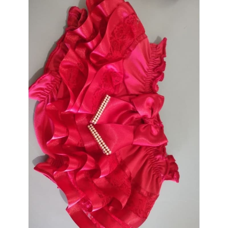 kit  com 3 Calcinha Bunda Rica Infantil Frufru com Babados em Cetim e Renda Tapa Fralda Luxo com Laço Menina