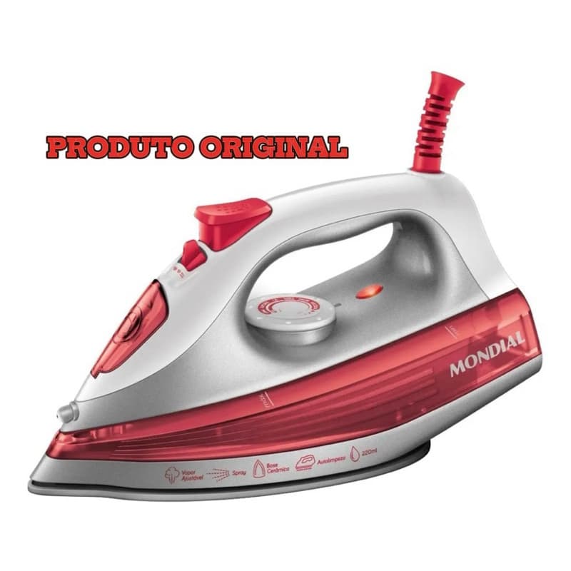 Ferro de Passar a Vapor Mondial 1200W Base Cerâmica Antiaderente Spray Vapor Extra 220V FVN-01-O