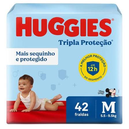 FRALDA HUGGIES TRIPLA PROTEÇÃO MEGA M 42 unidades