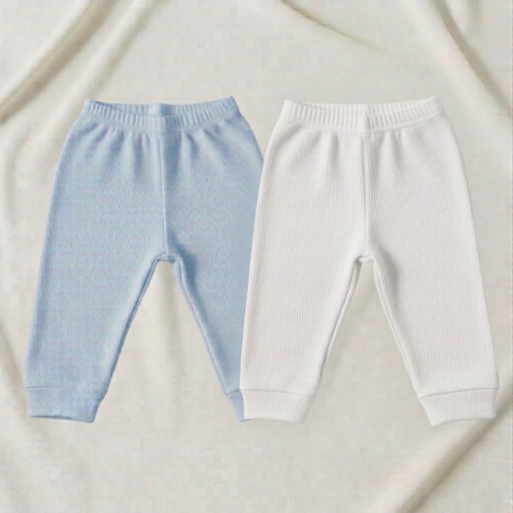 Kit 2 Calças Mijão Bebê Canelada Punho Algodão Macio Enxoval Recém Nascido Menino Menina Confortável