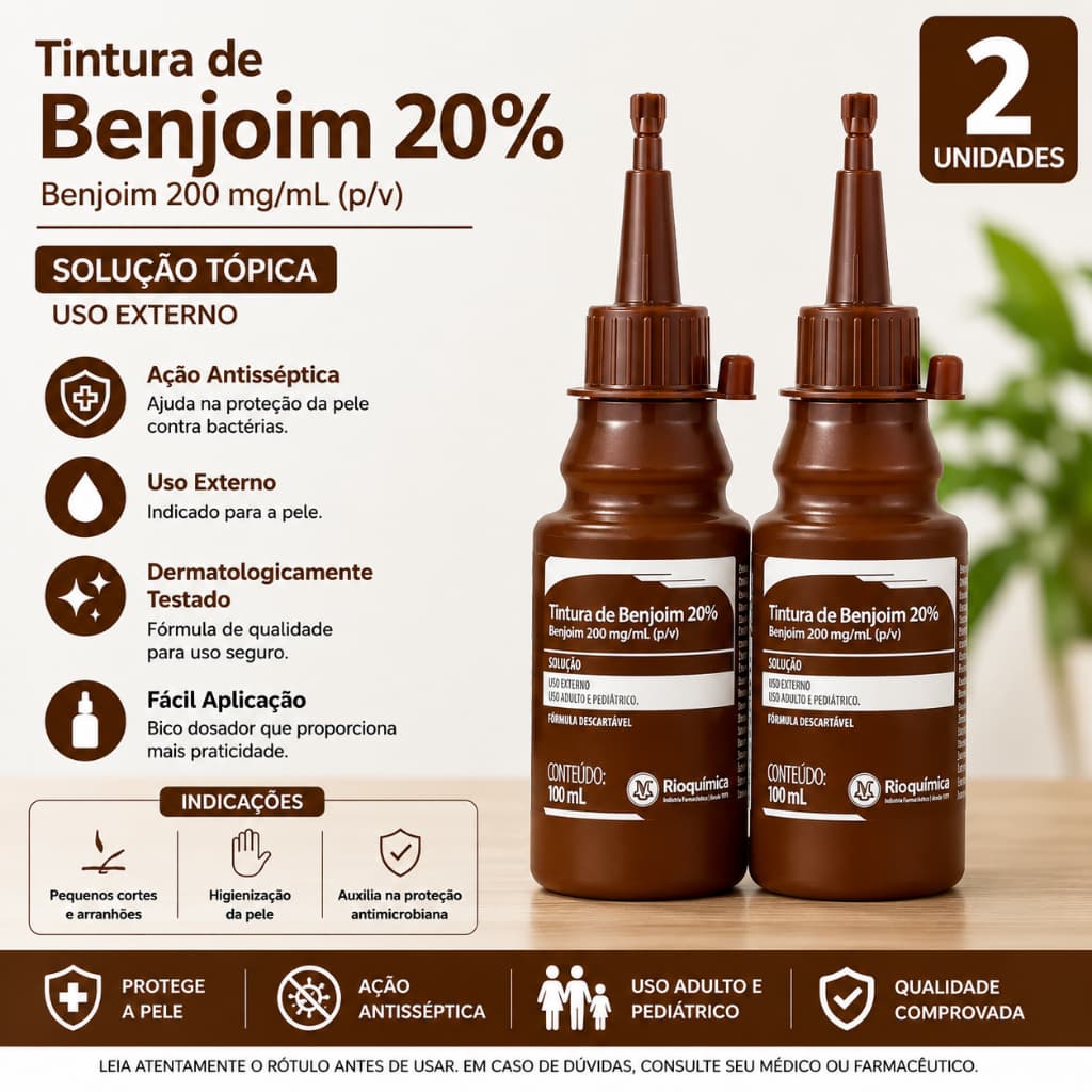 Tintura de Benjoim 20% Antisséptico 100ml - C/2 Unidades - Rioquimica