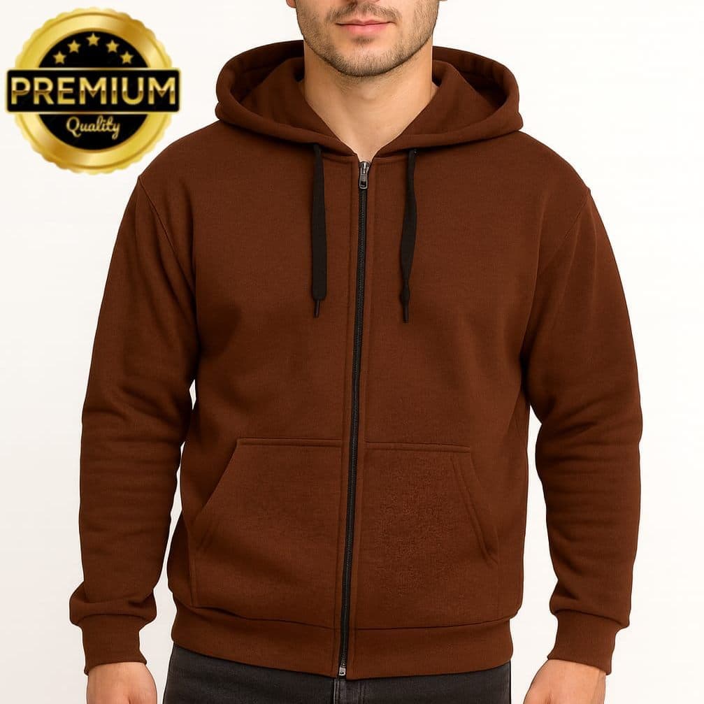 Moletom Masculino com Zíper Capuz Flanelado Quente Inverno Jaqueta Blusa Casaco Casual