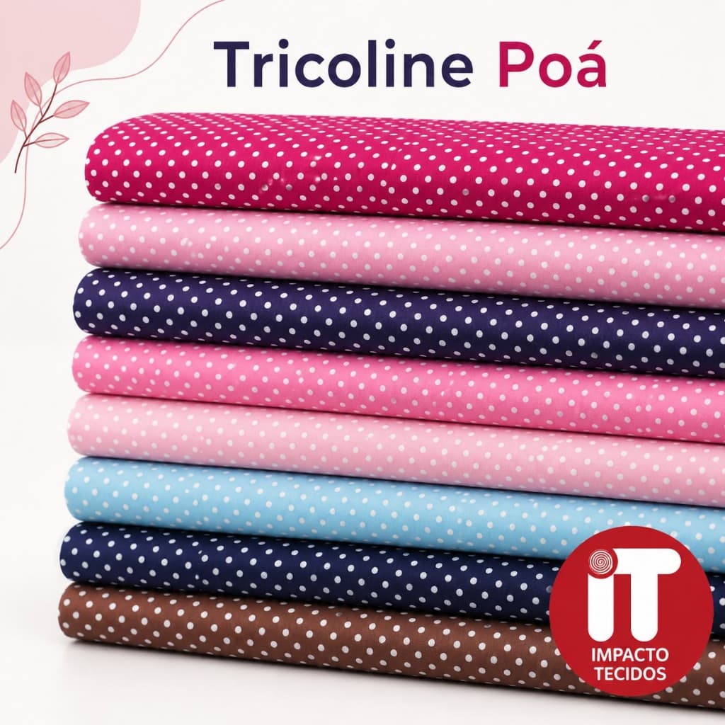 Tecido Tricoline Poá Estampado 100% Algodão para Artesanato Patchwork Costura e Decoração 50cm x 1,50m