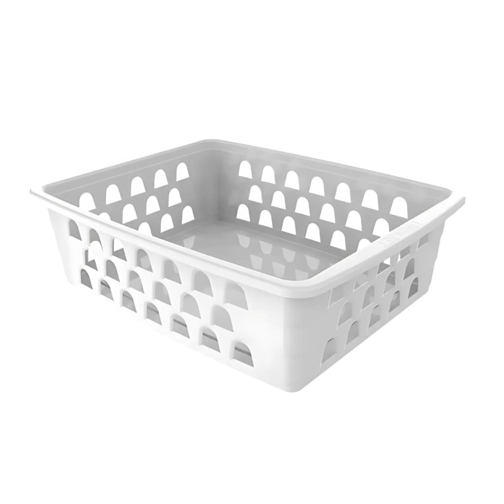 Kit 6 Cestos Organizadores Médio Branco Organizador Multiuso para Gaveta Armário Cozinha Lavanderia