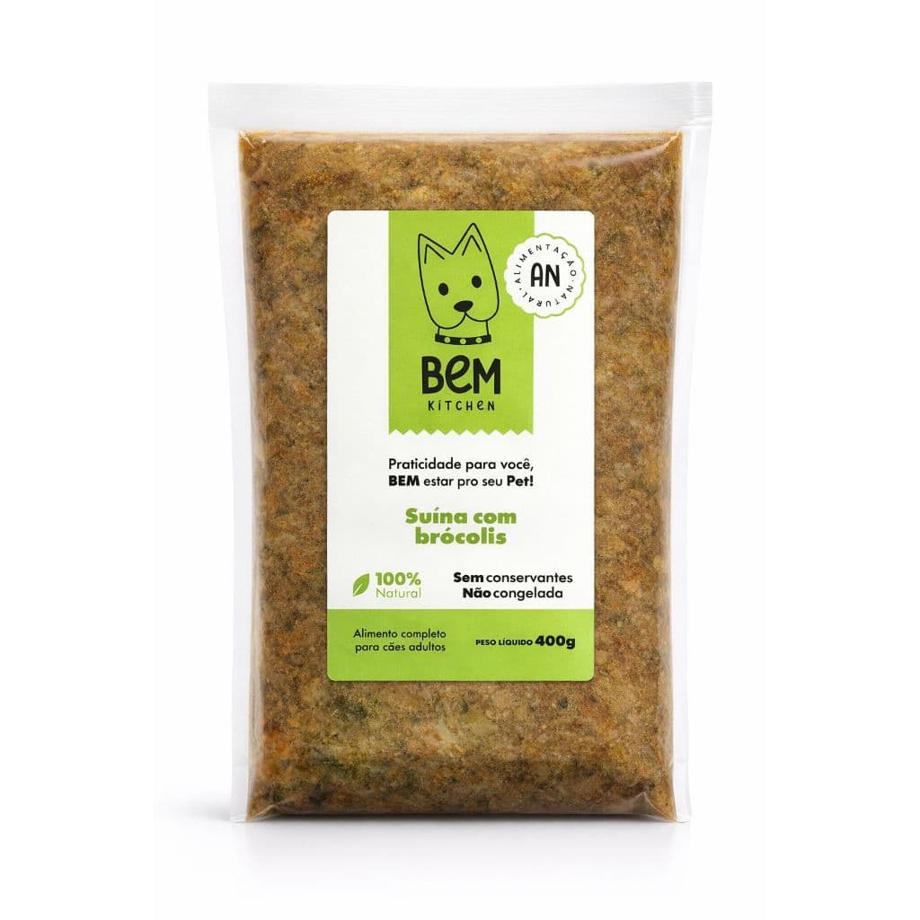 Ração Natural para Cachorro Suína com Abobrinha 400g Comida Natural Saudável Sem Conservantes