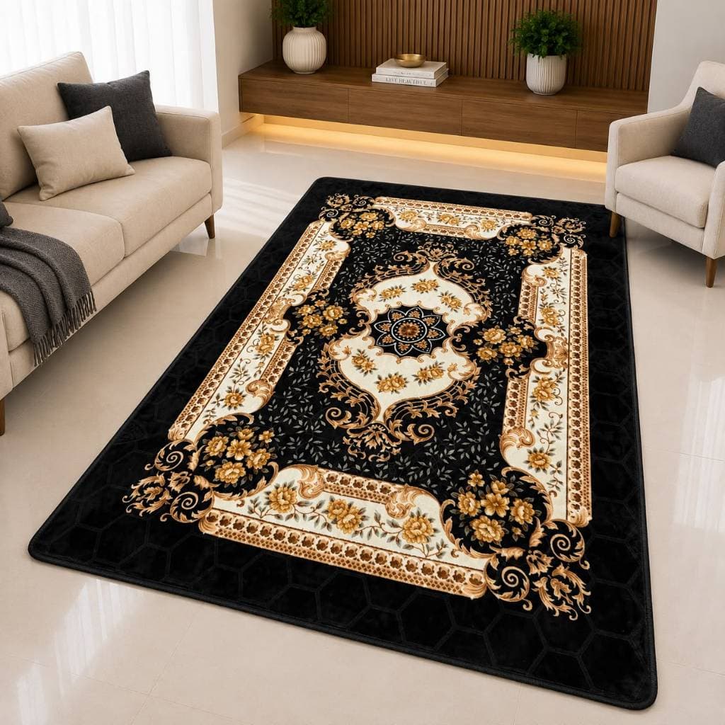 Tapete Belga Indiano Estampado 2,00x1,40 Sala/Quarto Antiderrapante