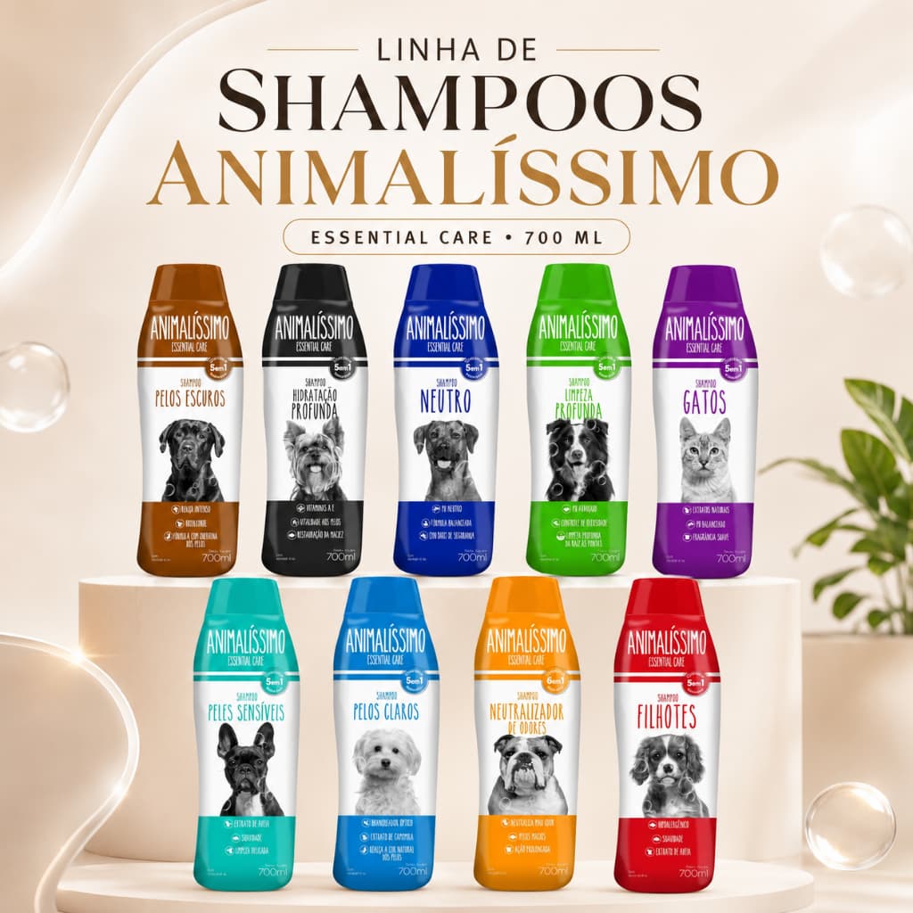 Shampoo Animalissimo Super Premium para Cães e Gatos 700ml