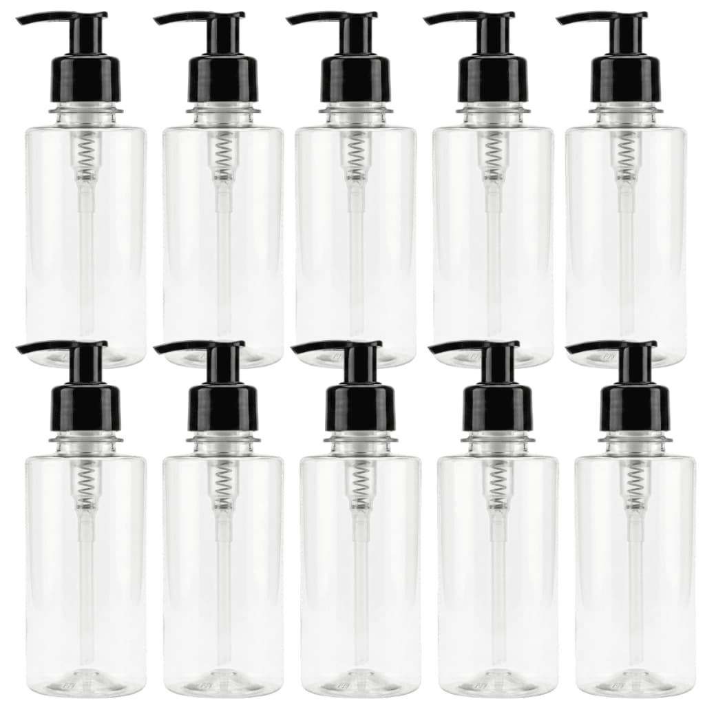 Kit Frascos 200ml Plástico PET c/ Válvula Pump para Sabonetes Cremes Shampoos Loções Hidratante Banheiro Viagem