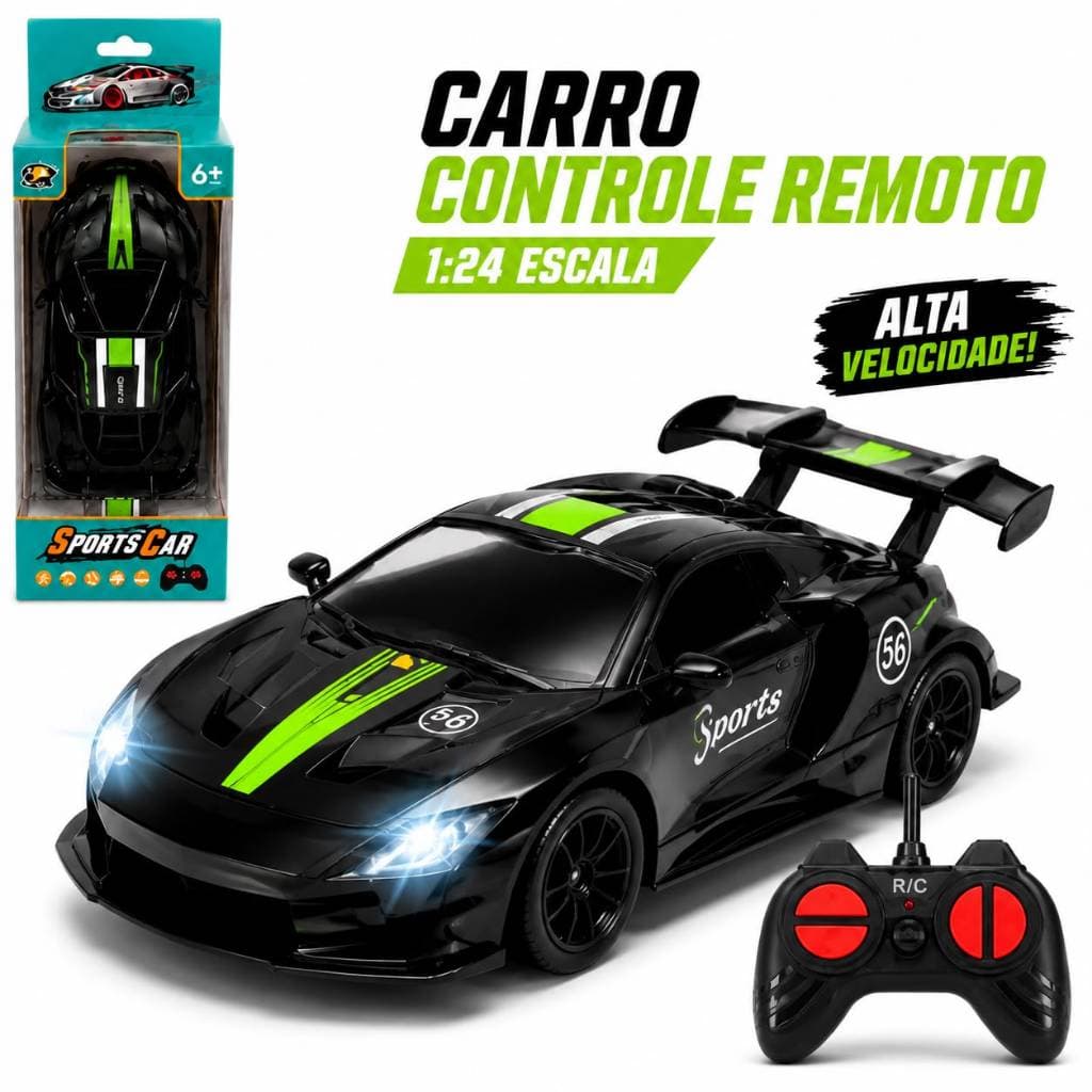 Carrinho Drift Controle Remoto Esportivo Racing RC com Luz LED Carro de Pilhas Brinquedo Infantil
