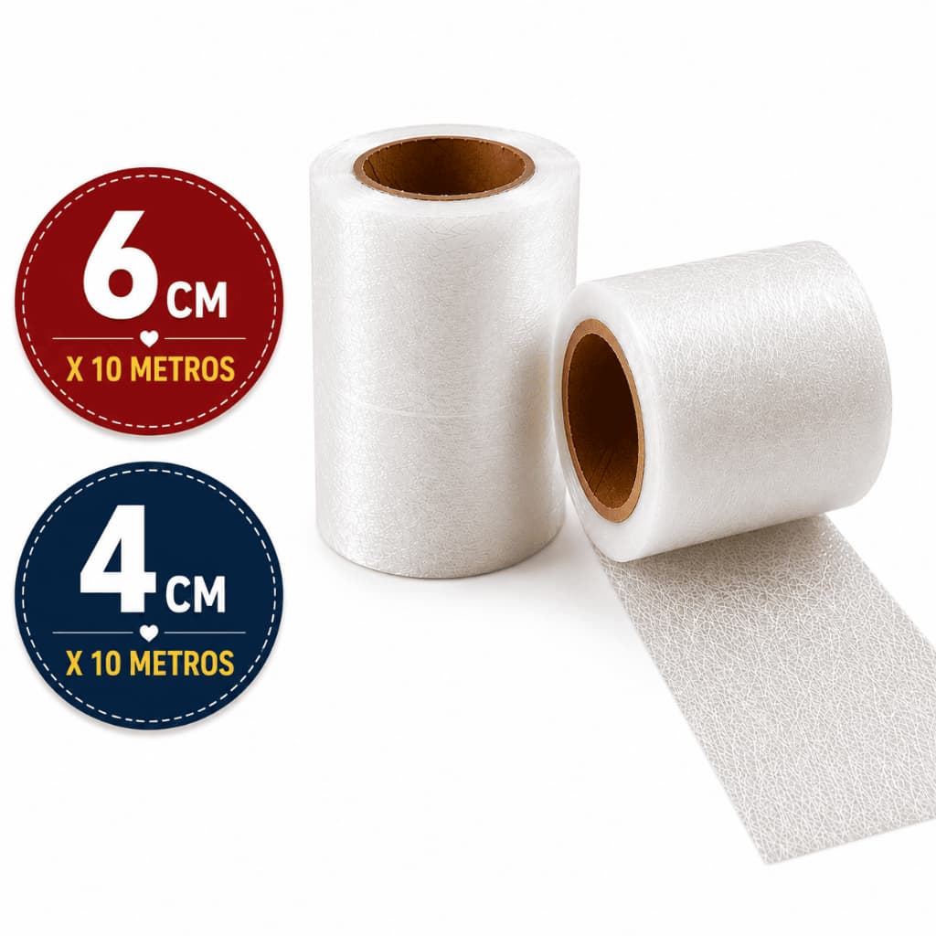 Fita Dupla Face Termocolante Para Tecido 4cm e 6cm x 10m Cola Com Ferro Cortinas Patchwork Artesanato Costura