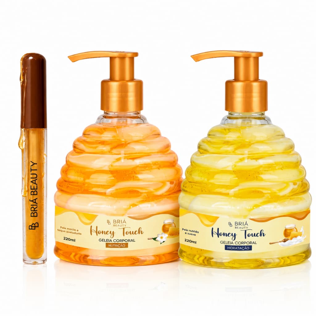 Kit Honey Mel Briá Beauty Geleia Hidratante + Geleia Nutrição + Gloss Mel Golden Honey