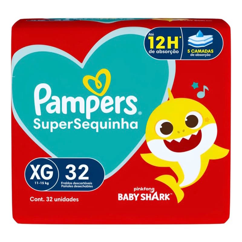 FRALDA PAMPERS SUPER SEQUINHA XG 32un