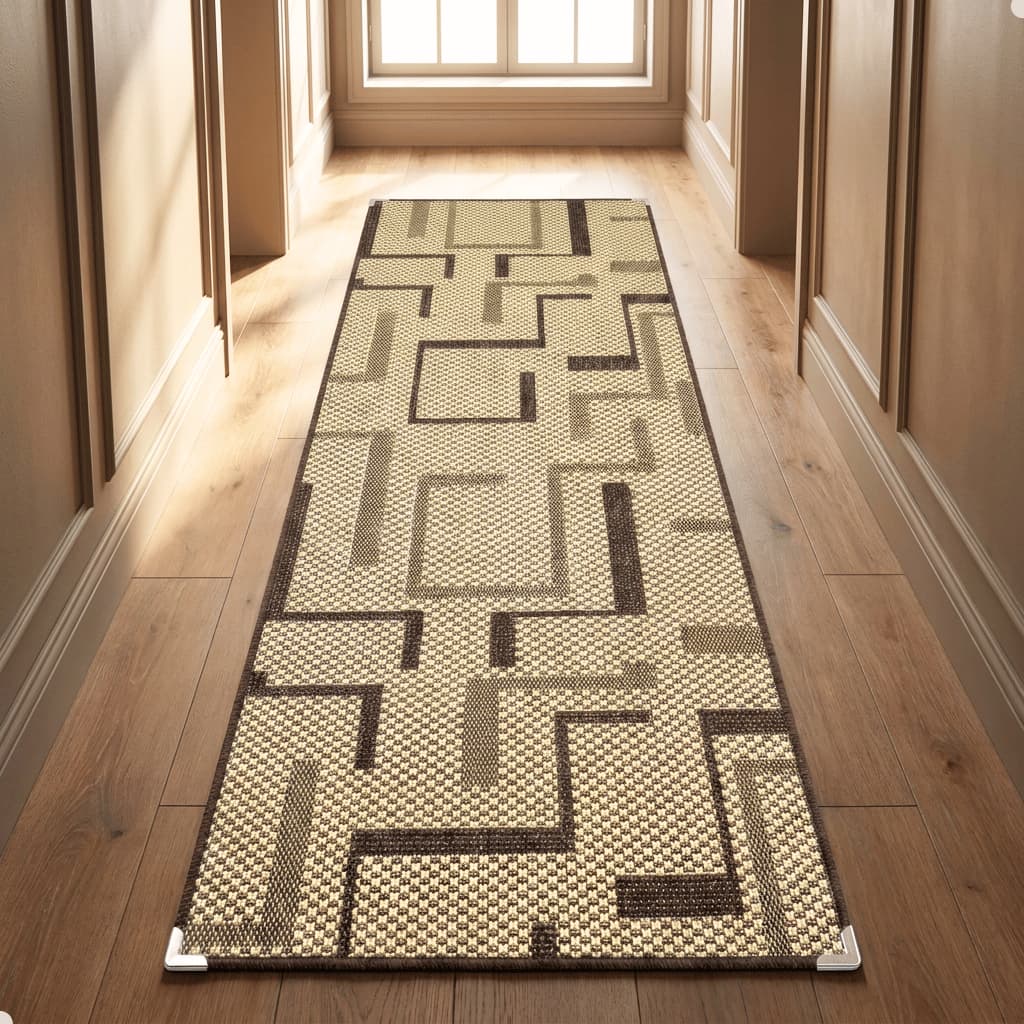 Tapete Passadeira Lancer PS34 66x180cm Estilo Sisal Marrom Antiderrapante Lavável para Cozinha