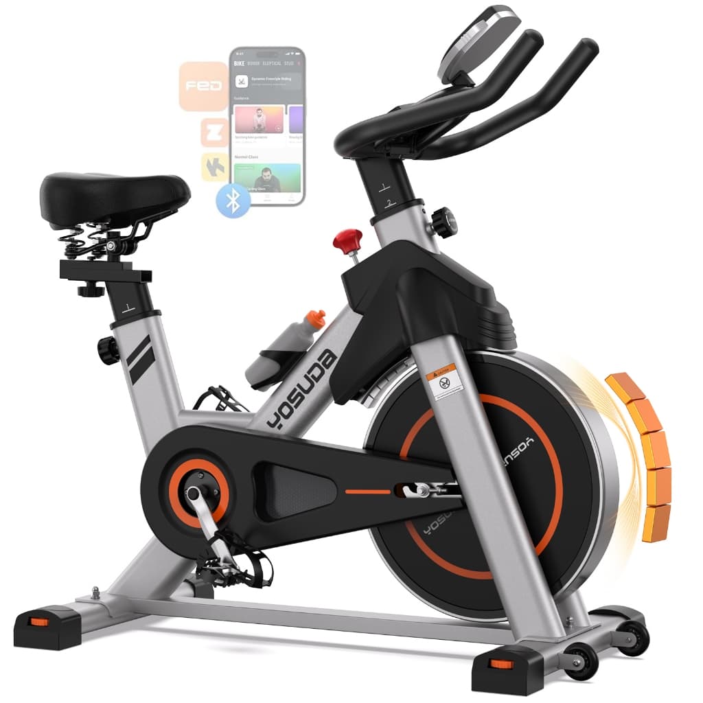 FED Bicicleta Ergométrica Spinning 16KG Volante Inércia Bluetooth APP Fitness Silenciosa 150KG