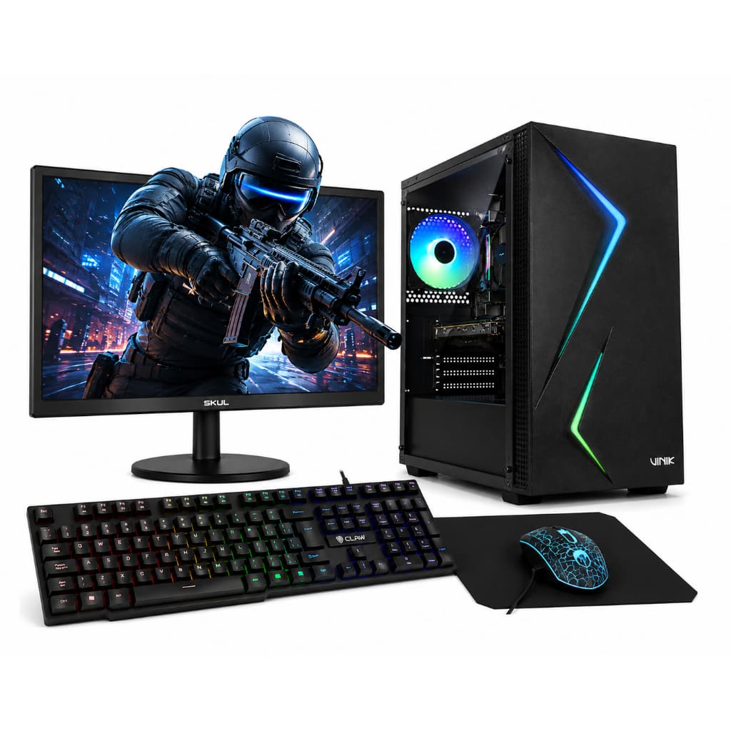 PC Gamer Completo Cielo Intel Core i3, GT 730 4GB, 8GB RAM, SSD 240GB, Monitor 19,5 + Kit Gamer Computador