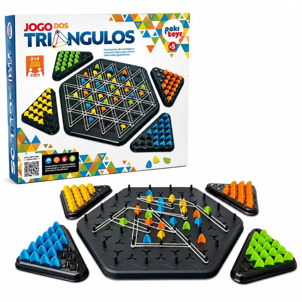Jogo dos Triângulos Poki Toys Estratégia Raciocínio Lógico Jogo de Tabuleiro Educativo 2 a 4 Jogadores