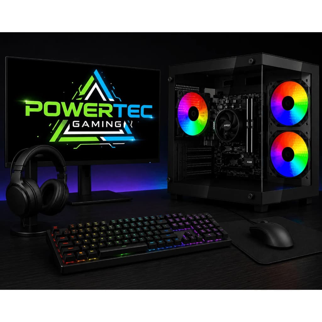 PC Gamer  Completo - Ryzen 5 5600GT, 16GB RGB DDR4, SSD 480GB, 500w 80 Plus, Monitor 21, Kit Teclado, mouse e heads