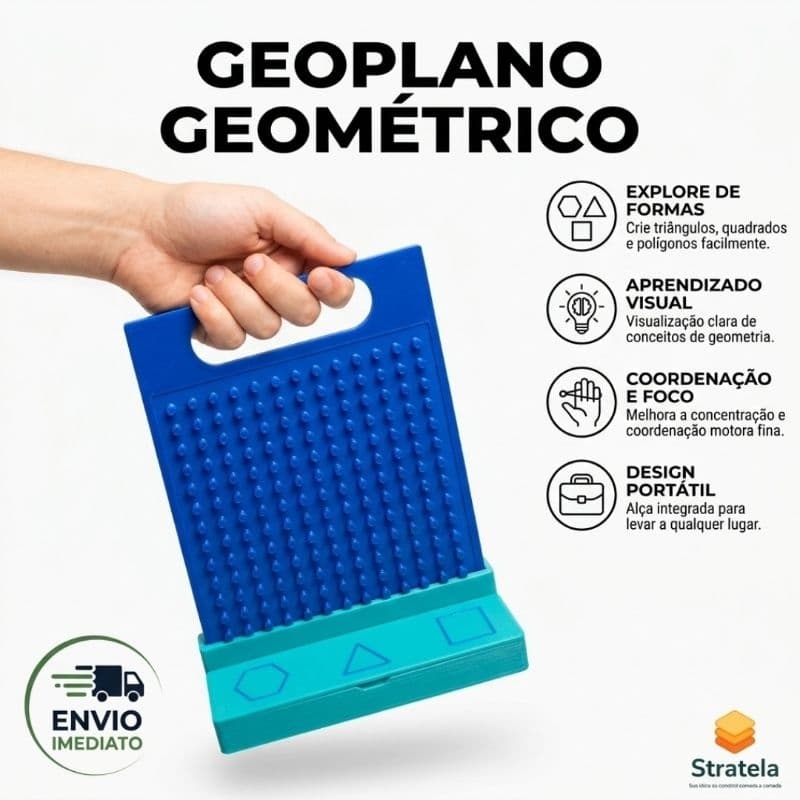 Brinquedo pedagógico Geoplano e geoboard para ensino de matemática e geometria - brinquedo educativo