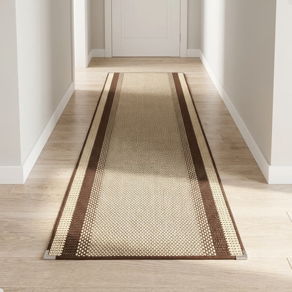 Tapete Passadeira Lancer PS35 66x180cm Estilo Sisal Tabaco Marrom Antiderrapante Cozinha Corredor