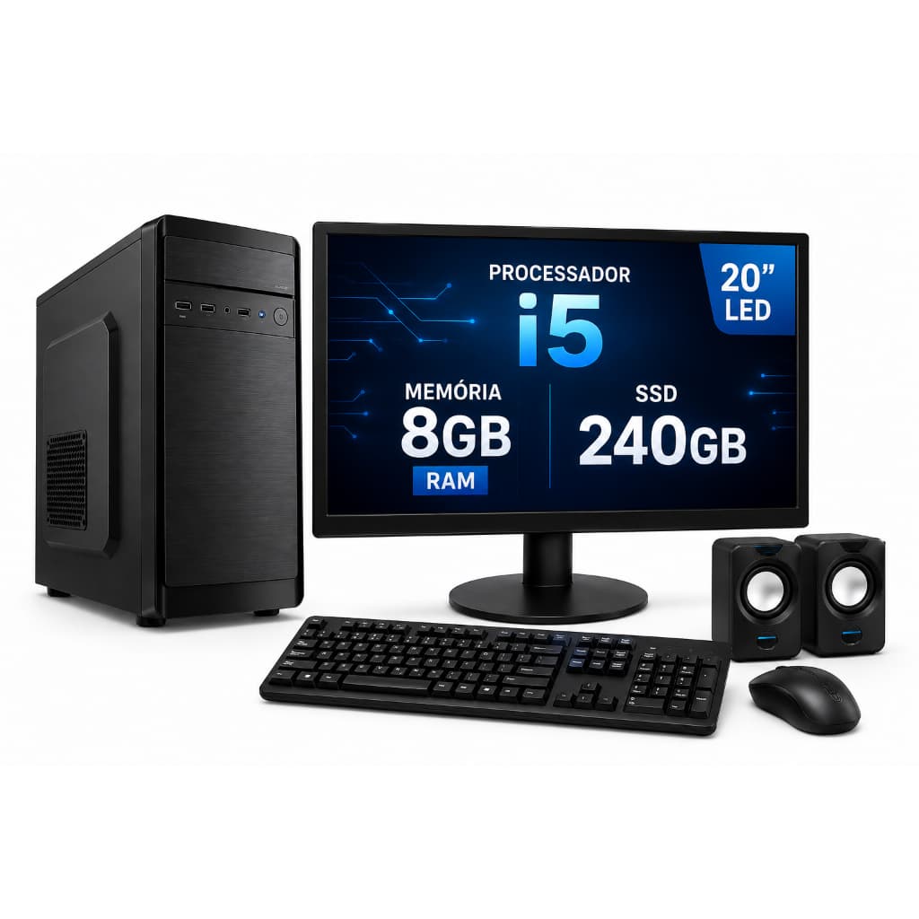 Computador Office Intel i5 8Gb ram, ssd 240gb e Monitor 20 Led